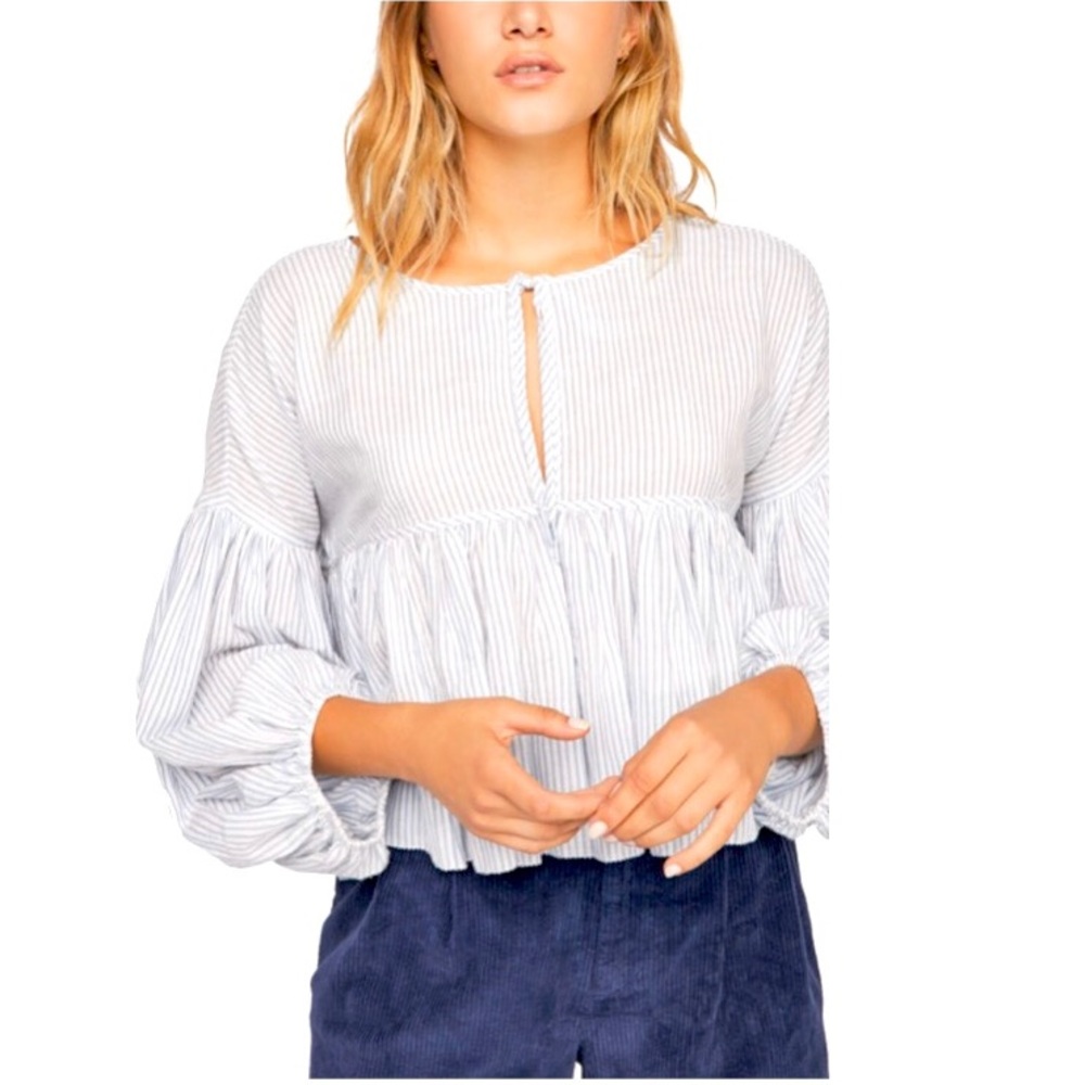 FREE PEOPLE Beaumont Mews Stripe  Sleeve Top M